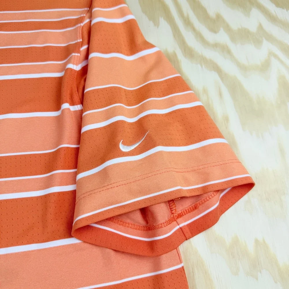 Nike Golf‎ Tour Performance Dri-FIT Polo Shirt Mens XL Orange White Striped XL